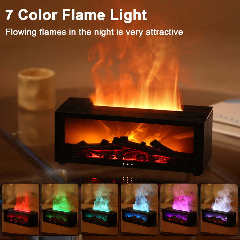 Premium Flame Aromatherapy Machine | Realistic Fireplace Effect & Large Mist Volume