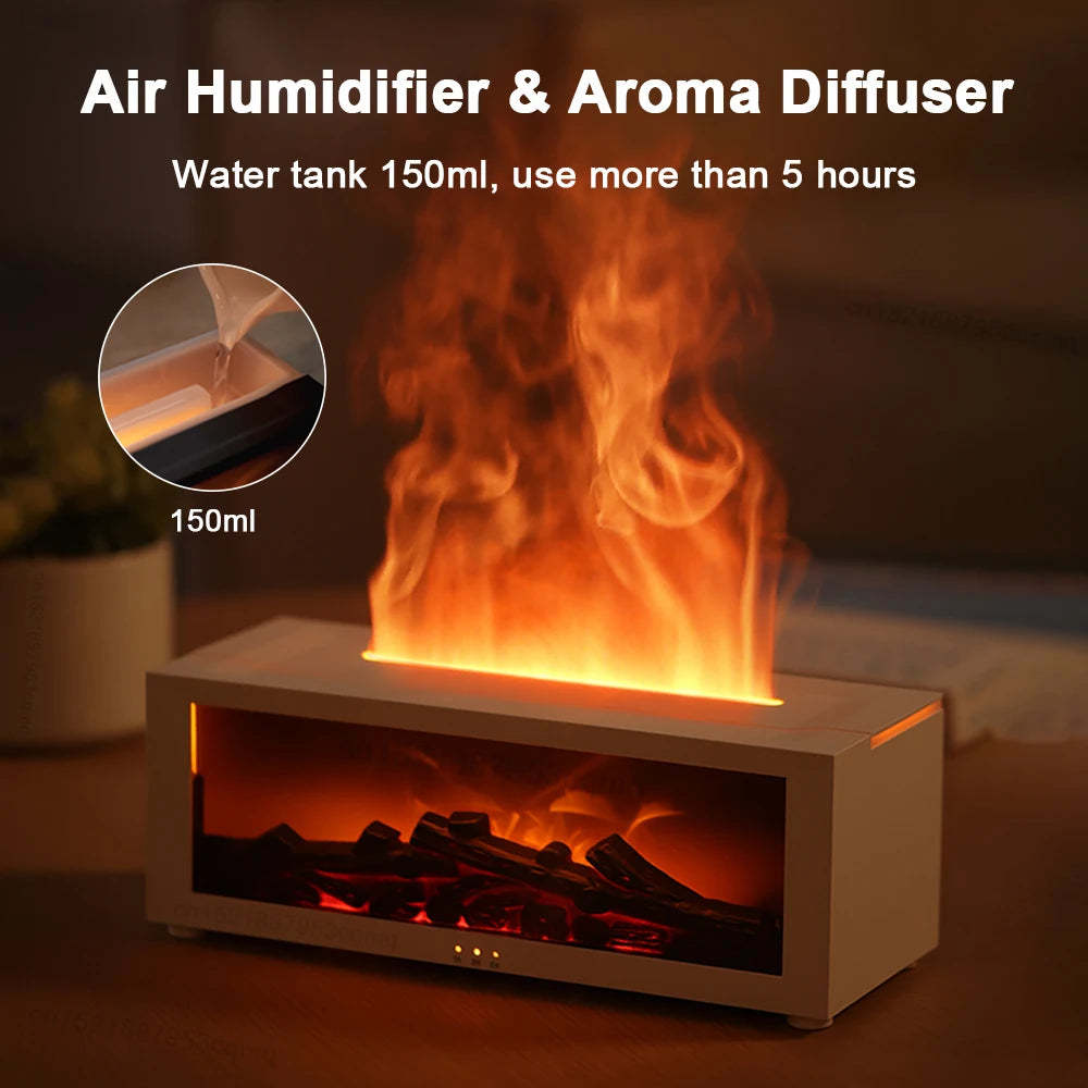 Premium Flame Aromatherapy Machine | Realistic Fireplace Effect & Large Mist Volume